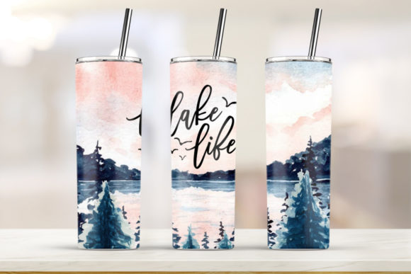 20oz Skinny Lake Life Tumbler: Graphics and Print Templates