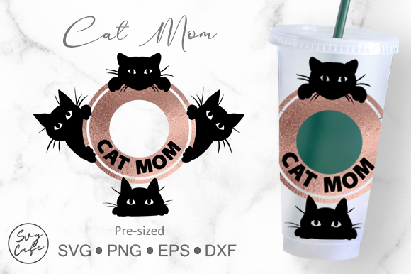 24oz Venti Cold Cup Cat Mom Graphics & Crafts