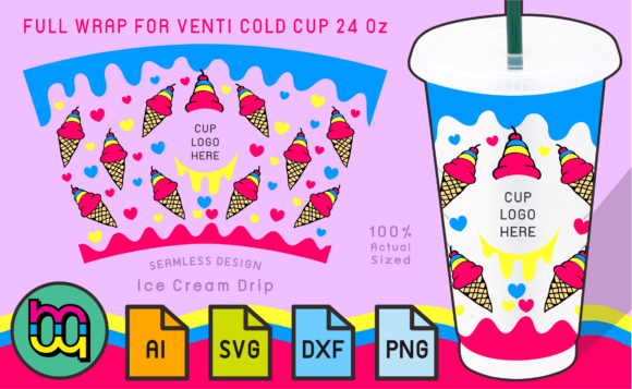24oz Venti Cold Cup Fullwrap Ice Cream