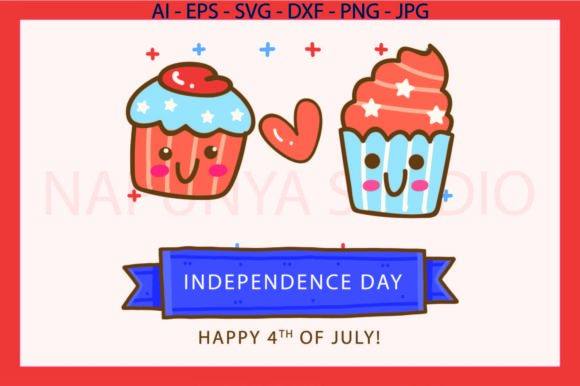 4th of July Independence Day, Cup Cake Graphics