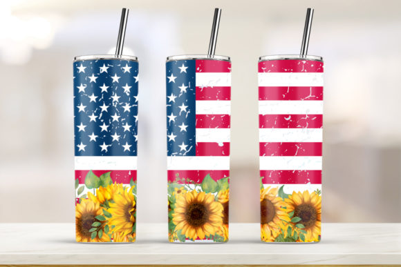American Sunflower 20oz Skinny Tumbler Graphics
