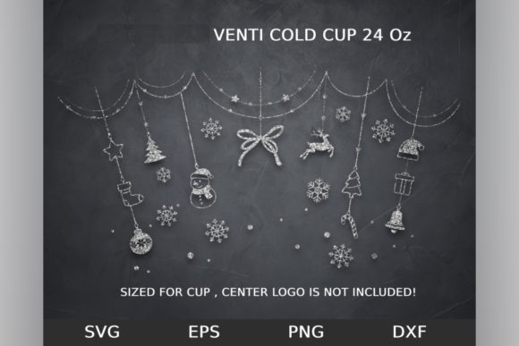 Ball Christmas Snow, Venti Cold Cup 24 Graphics