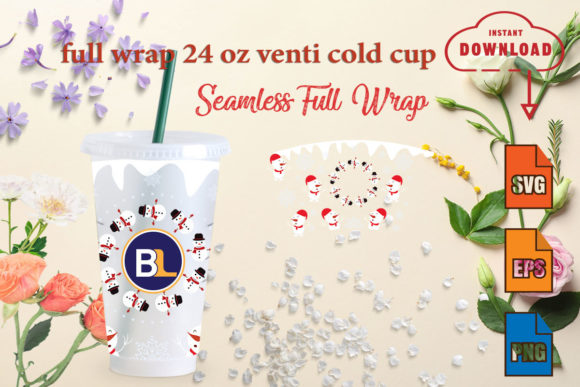 Christmas Full Wrap 24oz Venti Cold Cup Graphics