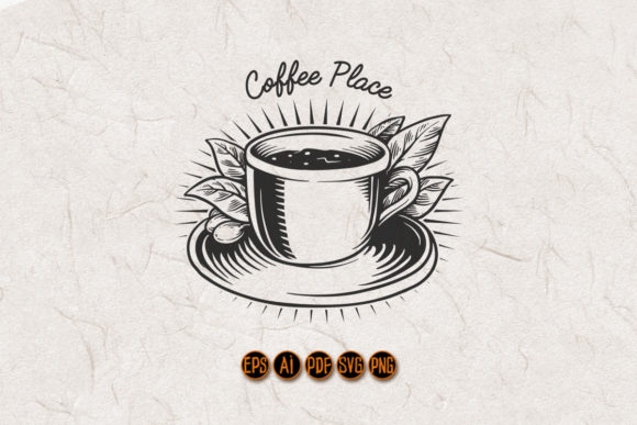 Coffee Cup Vintage Logo Silhouette Graphics