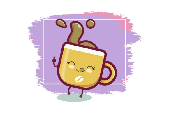 Coffee Latte Cup Kawaii Brush Background