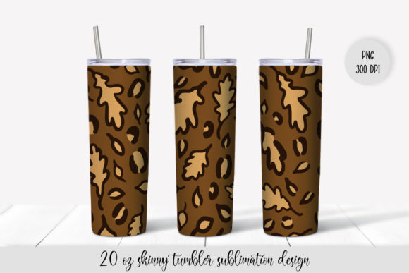Fall Oak Leaves Leopard Tumbler Wrap: Graphics for Crafts