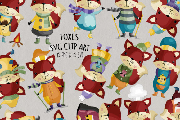 Fox SVG Clipart Set of 15: Graphics and Illustrations for Real Publishing