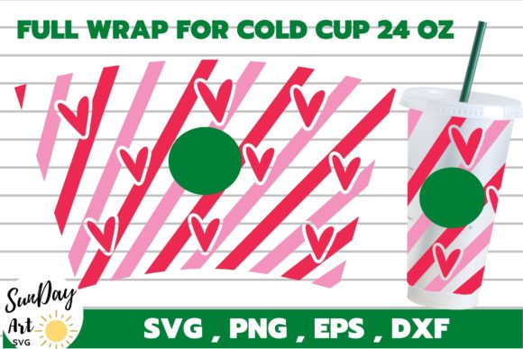 Full Wrap Valentine Heart Cold Cup 24 Oz Graphics