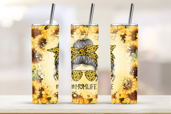 Mom Life Sunflower 20oz Skinny Tumbler: Graphics & Print Templates