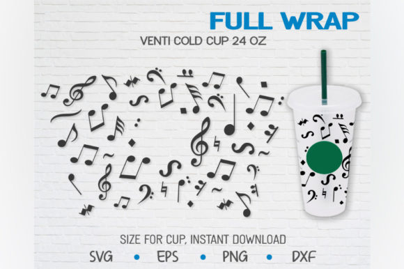 Music Notes, Venti Cold Cup 24 Oz Graphics