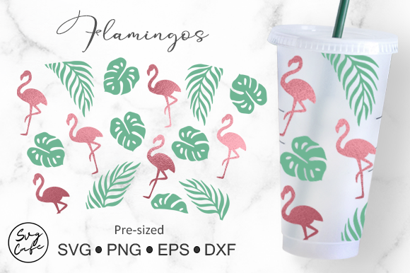 No Hole 24oz Venti Cold Cup Flamingos: Graphics for Crafts