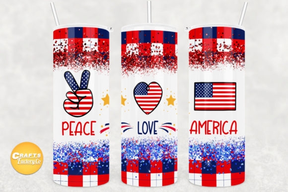 Skinny Tumbler Wrap Peace Love America: Graphics and Crafts