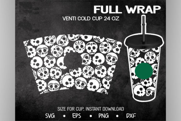 Skull Wrap, Venti Cold Cup 24 Oz Graphics