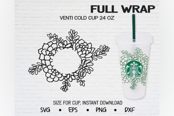 Succulent Florl, Venti Cold Cup 24 Oz Graphics