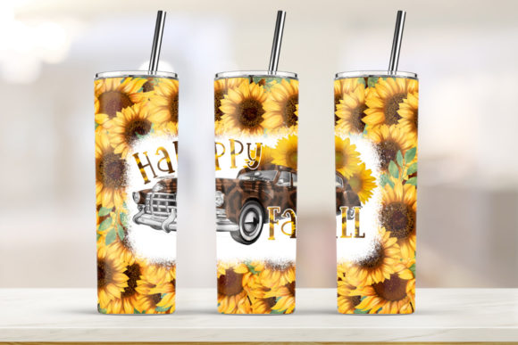 Sunflower Happy Fall 20oz Skinny Tumbler Graphics