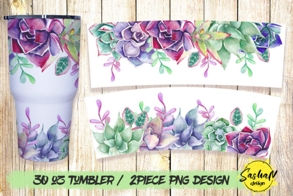 Watercolor Succulents 30 Oz Tumbler Png: Graphics for Print Templates